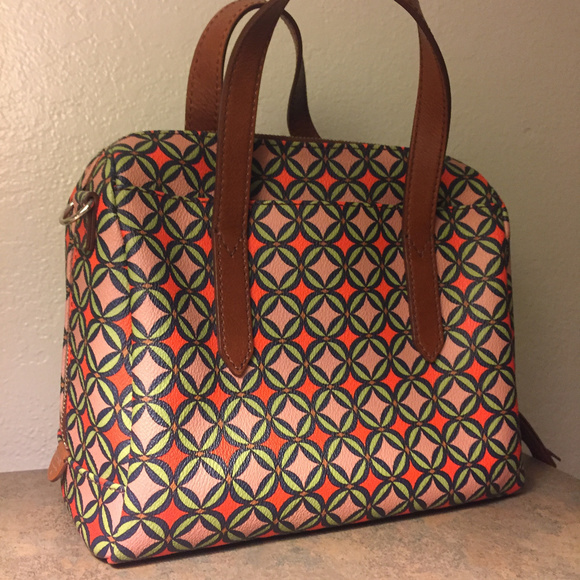 fossil sydney satchel blue multi